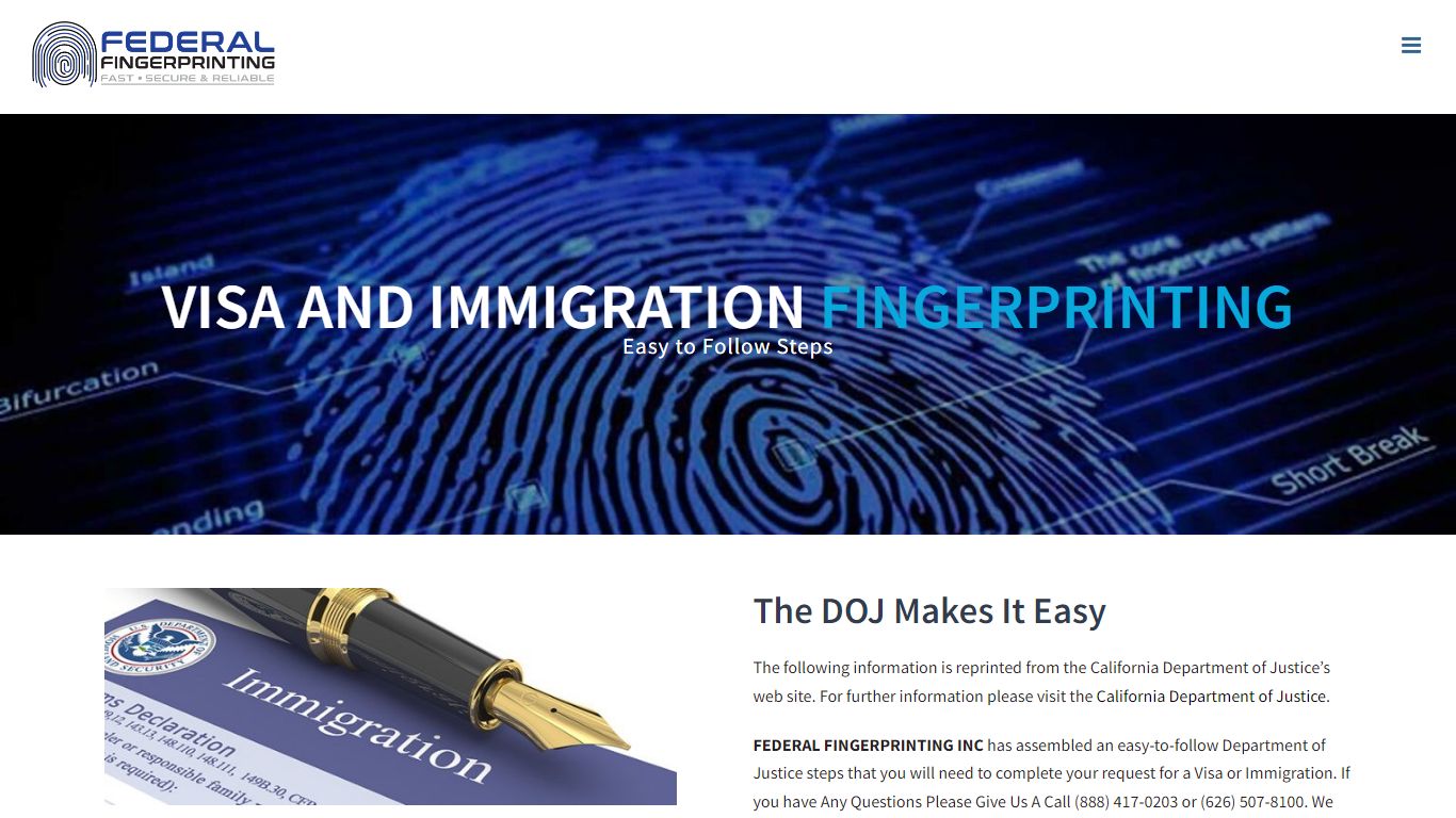 VISA AND IMMIGRATION FINGERPRINTING