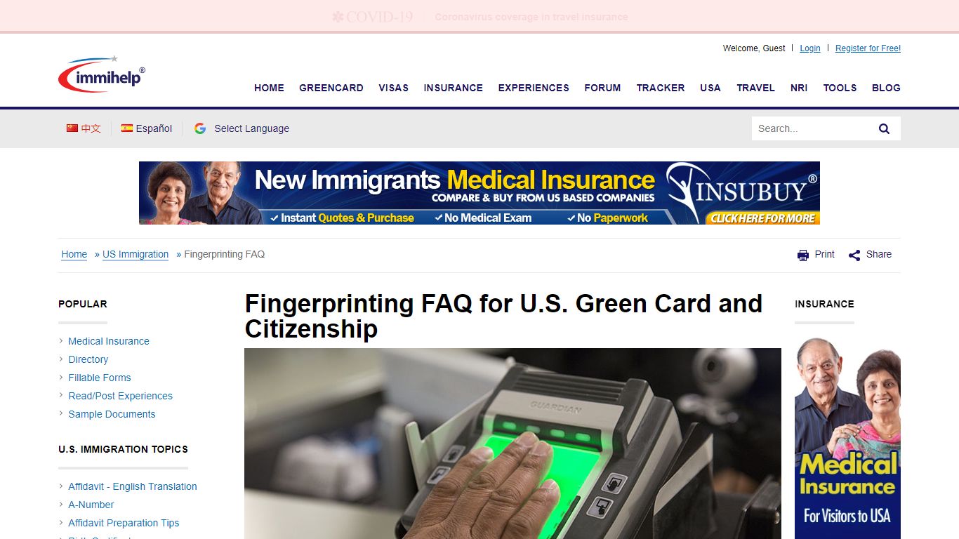 Fingerprinting FAQ for U.S. Immigration - Immihelp